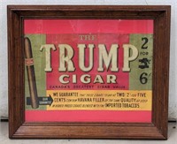 Framed Trump Cigar Paper Advertising. Piece has