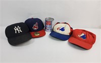 4 casquettes d'équipes sportives dont Expos