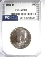1980-D Kennedy MS68 LISTS $4500