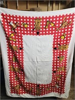 LARGE VINTAGE TERRY CLOTH SQUARE TABLE CLOTH