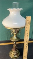 Antique Brass Lamp Milk Glass Shade