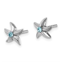 Sterling SilverCrystal Starfish Post Earrings
