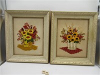 PAIR OF FRAMED VINTAGE NEEDLE POINTS