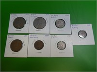 (7) Different British Coins 1/2 Penny, New Penny,