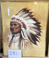 Paul Boren Native American Chief wall art; 20x16
