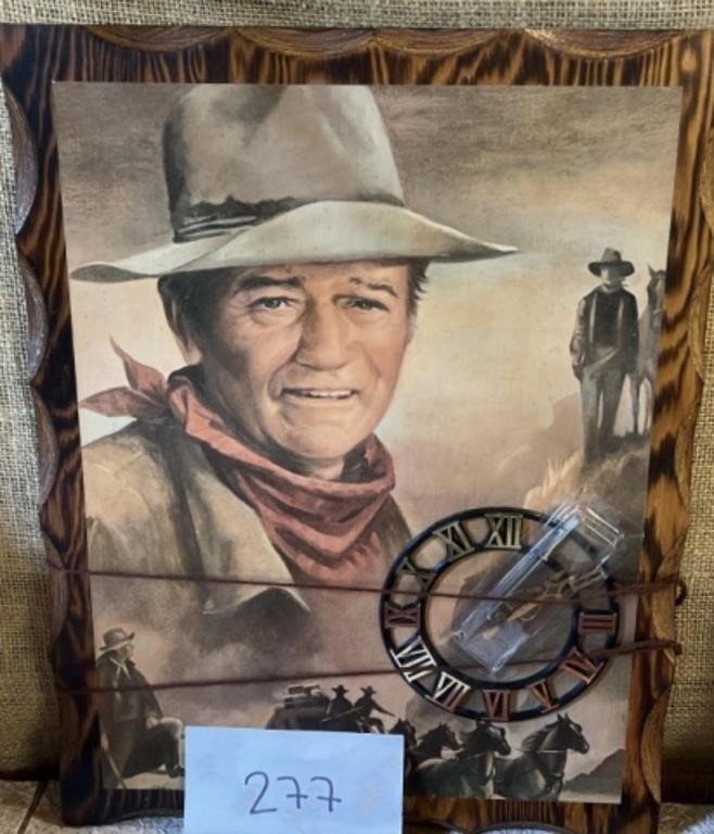 Vintage John Wayne wall clock; 17x21
