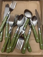 Gibson stainless steel silverware; olive green