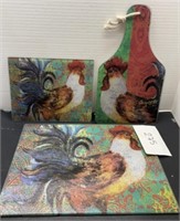 Glass rooster cutting boards