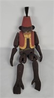 Hand Carved Wood Monkey W/ Fez Hat