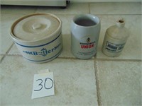 Butter Crock with Lid and Misc Items