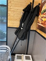 3x Burgerfi Umbrellas w/ Stands (3x bid)