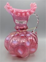 Fenton 8" melon rib cranberry opal Coin Dot