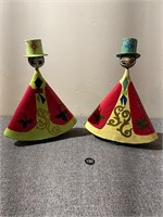 Hand Painted Christmas Candleholders