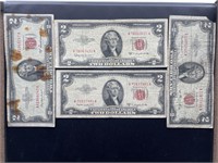 (4) 1953 Series C 2 Dollar Red Seals