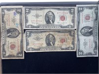 (4) 1953 Series C  2 Dollar Red Seals