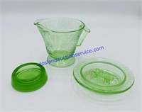Uranium Glass Creamer Cup, Candle Holder, Ashtray