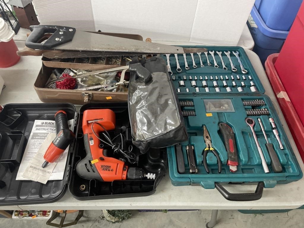 Tool set, hand saws, black and decker power