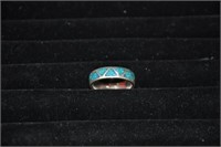 Sterling & turquoise inlay men's ring