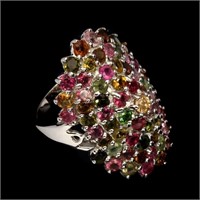 Natural Multi Color Tourmaline Ring