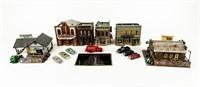 Lot Of 6 HO Scale Town Businesses Plus Vehicles