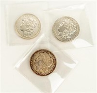 Coin 3 Morgan Dollars-1889-O+1896-O+1897-O