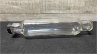Antique Glass Rolling Pin With Bakelite Cap 13.25