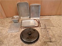 Cake pans, lid, misc cookware