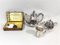 Christofle Plated Tea Set and Druggist Kit