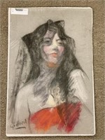 Charcoal Drawing of Women signed Gilbert