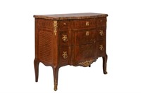 TRANSITIONAL FRENCH MARBLE TOP COMMODE