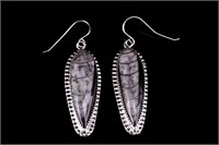 Navajo Jerome Begay Silver & Orthoceras Earrings
