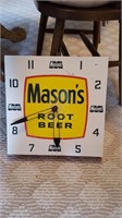 Mason's Root Beer Metal Advertiser Clock