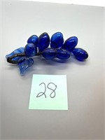 Glass Cobalt Grapes (small chip on leaf)