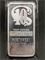 10 Troy Oz .999 Fine Silver Bar from Nevada Mint