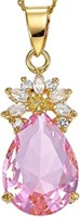 Gold Plated Pear 9.35ct Pink Sapphire Necklace