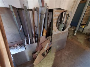 Metal Material Rack with contents