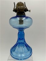 ANTIQUE BLUE GLASS RAYO OIL LAMP