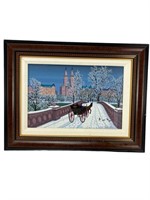 Fanch Ledan signed Serigraph Art carriage in snow