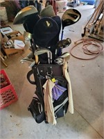 Golf Bag w/LOTS of Clubs & Ball Retriever