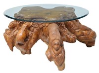 ANIMAL DESIGN CARVED TEAKWOOD ROOT COFFEE TABLE