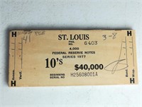 $10 1977 St Louis Federal Reserve Wood Brick End