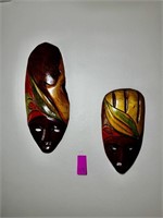 2 Wooden African Decorative Wall Mask