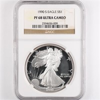 1990-S Proof Silver Eagle NGC PF68 UC
