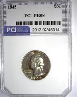 1942 Quarter PCI PR-68 LISTS FOR $8000