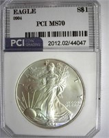 2004 Silver Eagle PCI MS-70 LISTS FOR $120