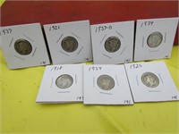 7 silver mercury dimes