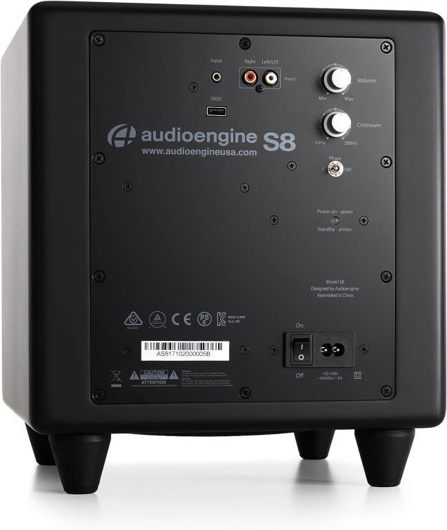 Audioengine S8 250W Powered Subwoofer, Built-in