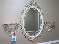 METAL SCONCE AND MIRROR SET