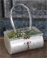 Vintage Charles Kahn Lucite Purse w/silk scarves,