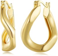 18k Gold-pl Twisted Hoop Earrings